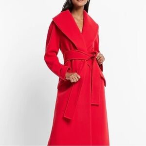 BRAND NEW BELTED WOMENS COAT SIZE SMALL IN RED